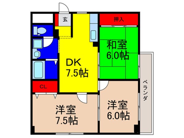 カーサ山野の物件間取画像